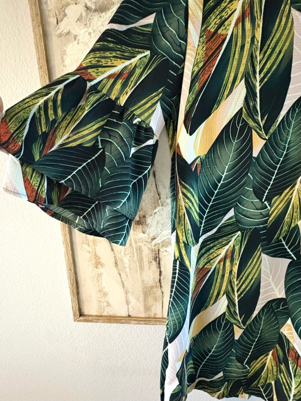 Tropical Palms Bell Sleeve Shift Dress - Picture 3 of 3